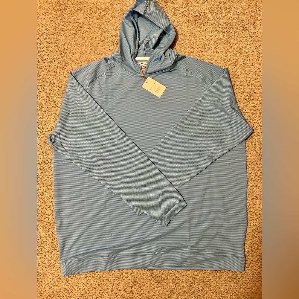 Peter Millar Men's Pine Performance Hoodie Light Blue (Evening Tide) XL NWT